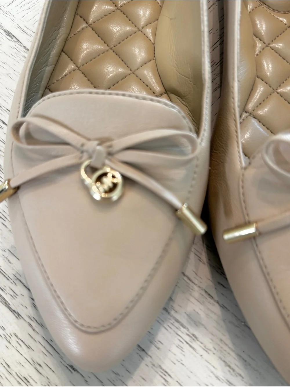 MICHAEL Michael Kors Nancy Nude Leather Pointed Toe Loafer Flats 8.5M